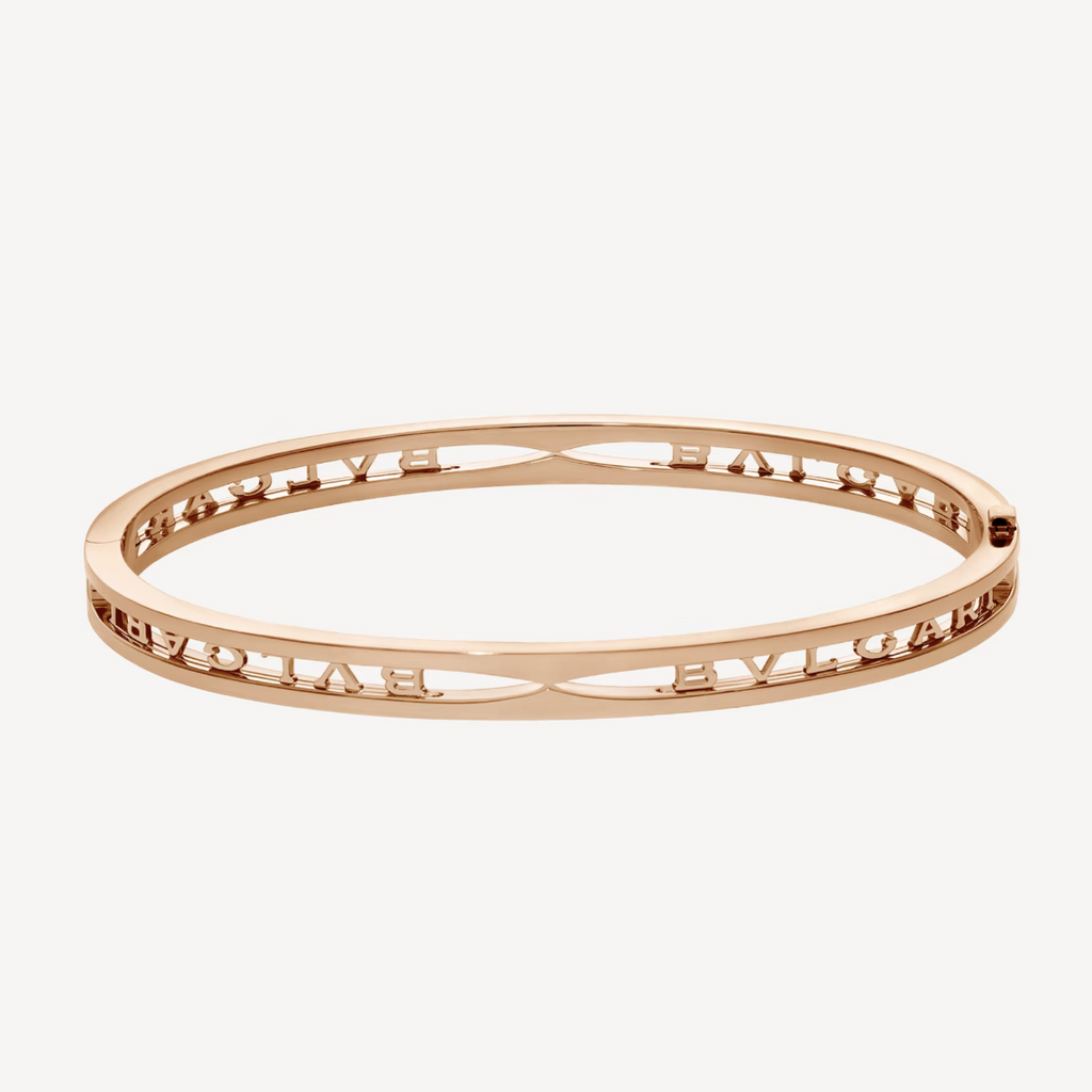 BVLGARI ZERO 1 SPIRAL LOGO PINK GOLD BRACELET