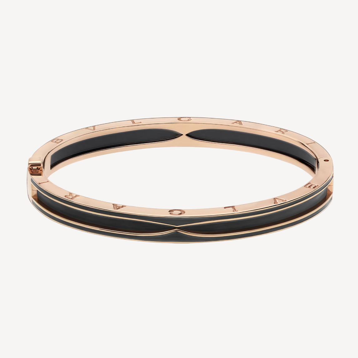 BVLGARI ZERO 1 PINK GOLD WITH MATTE BLACK CERAMIC BRACELET