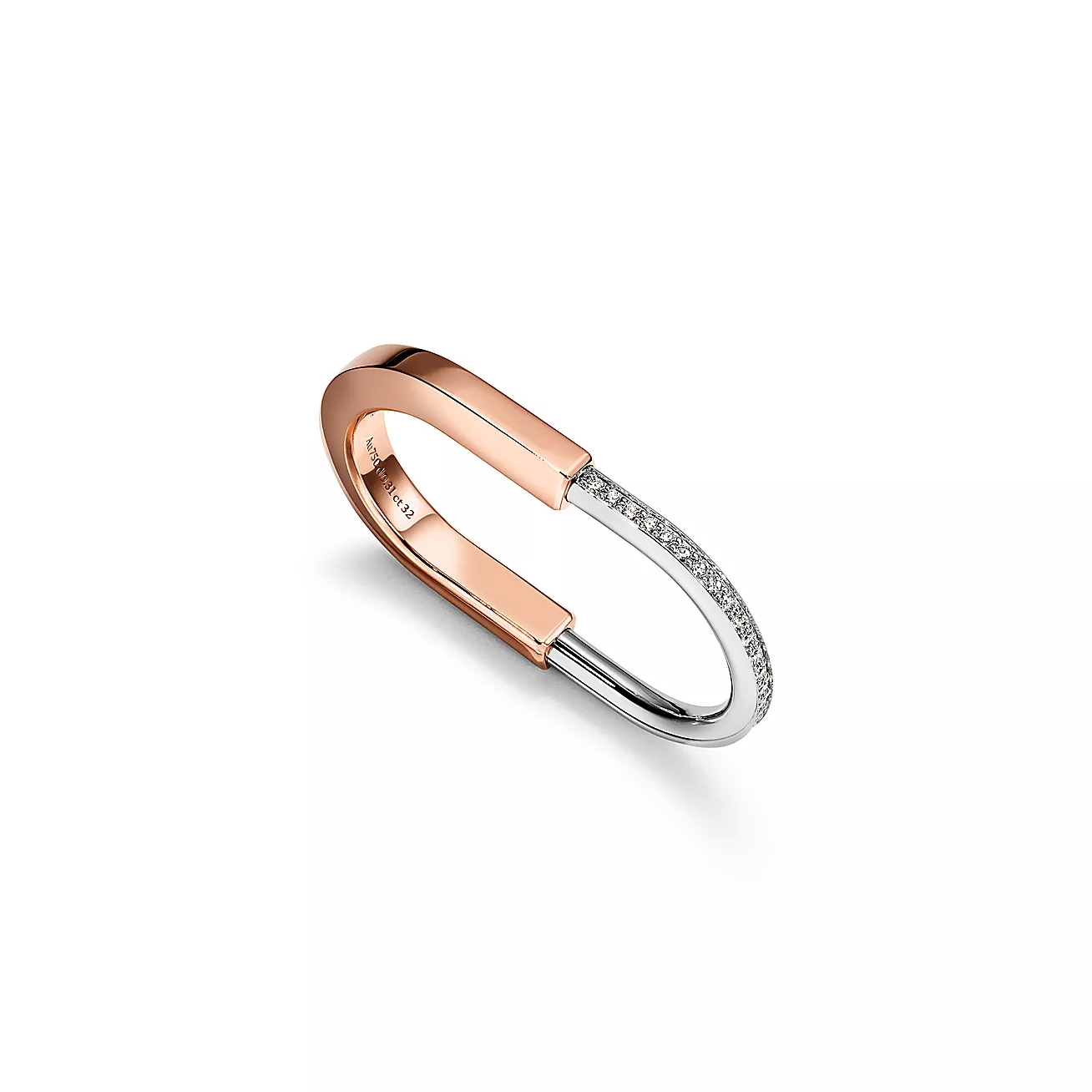 TIFFANY LOCK RING TOW-FINGER ROSE AND WHITE GOLD DIAMONDS