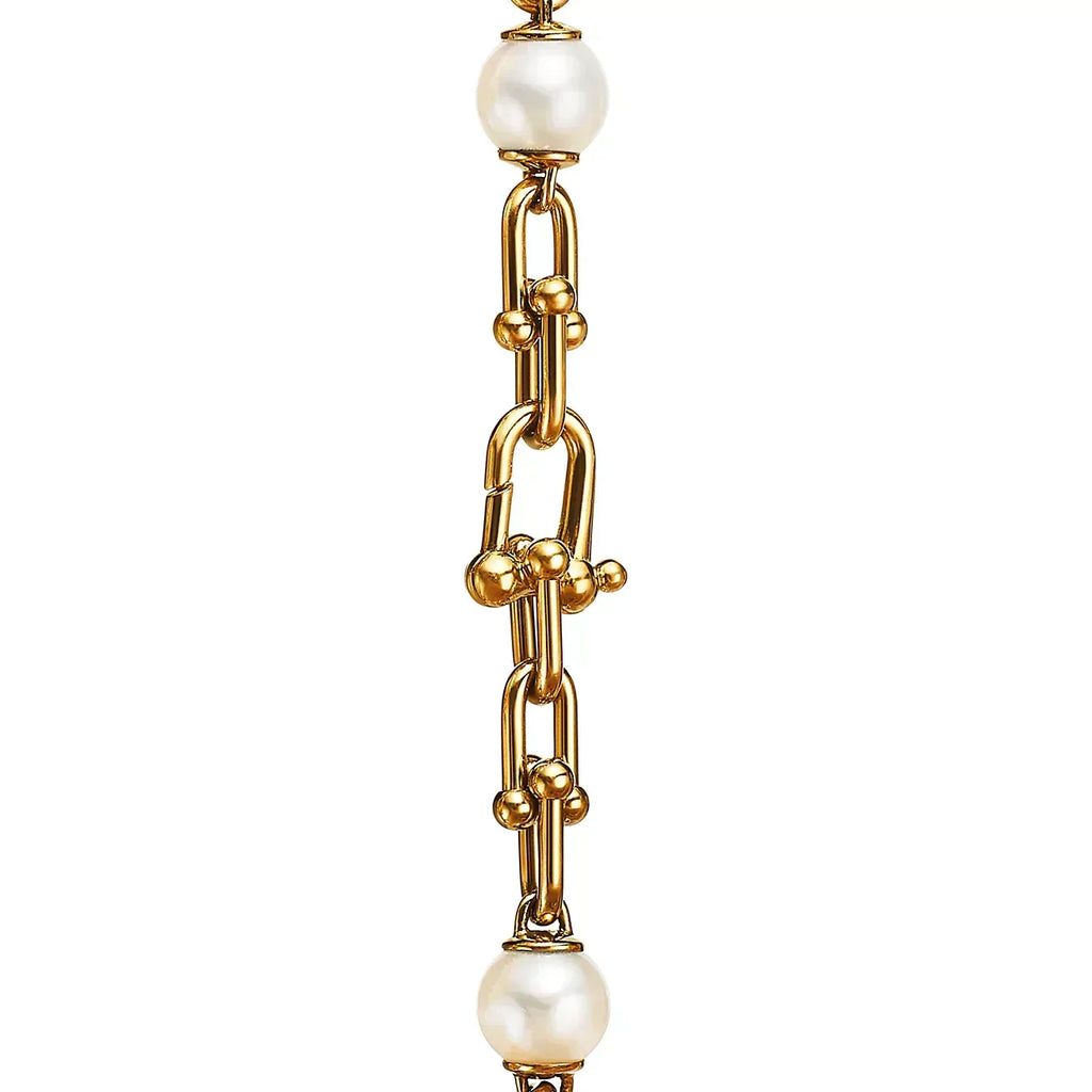 TIFFANY LINK BRACELET GOLD WITH FRESHWATER PEARLS