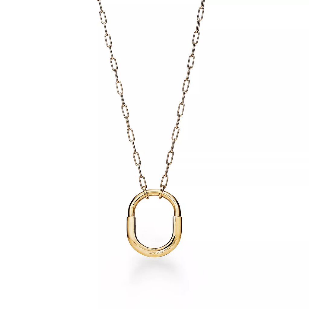 TIFFANY LOCK NECKLACE MEDIUM PENDANT GOLD PAVED DIAMONDS