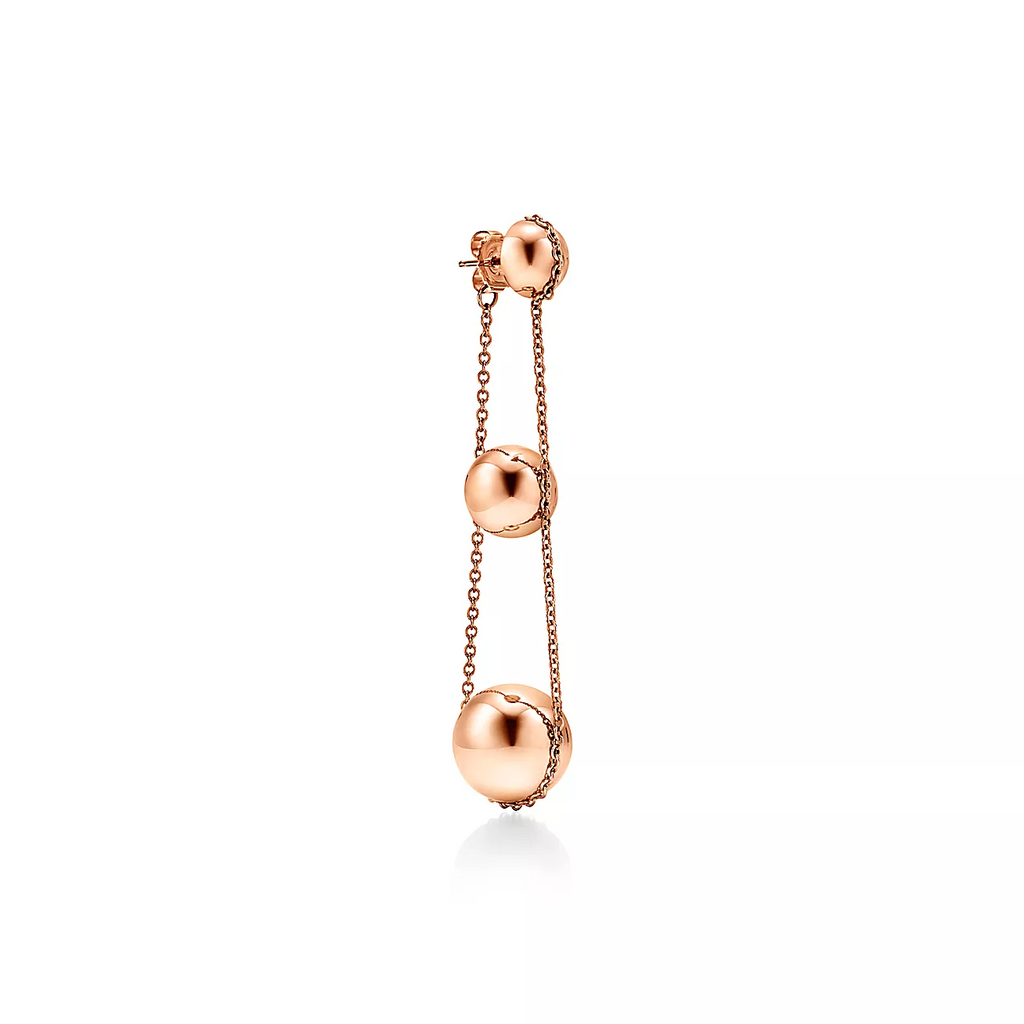TIFFANY TRIPLE DROP PINK GOLD EARRINGS