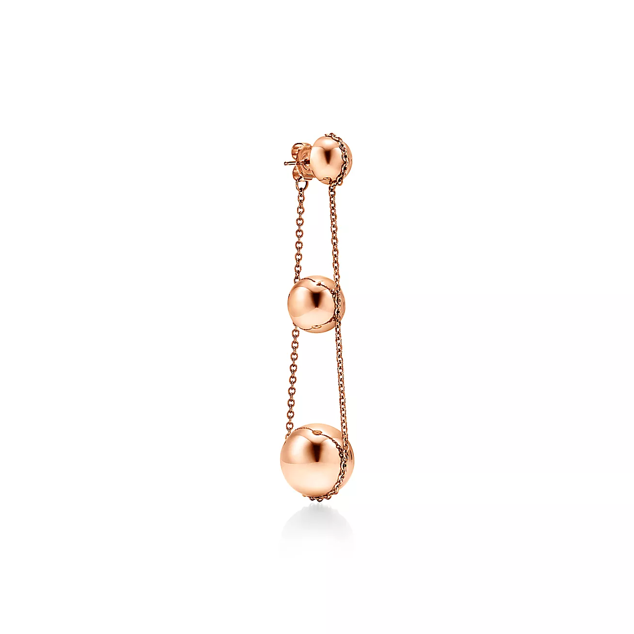 TIFFANY TRIPLE DROP PINK GOLD EARRINGS