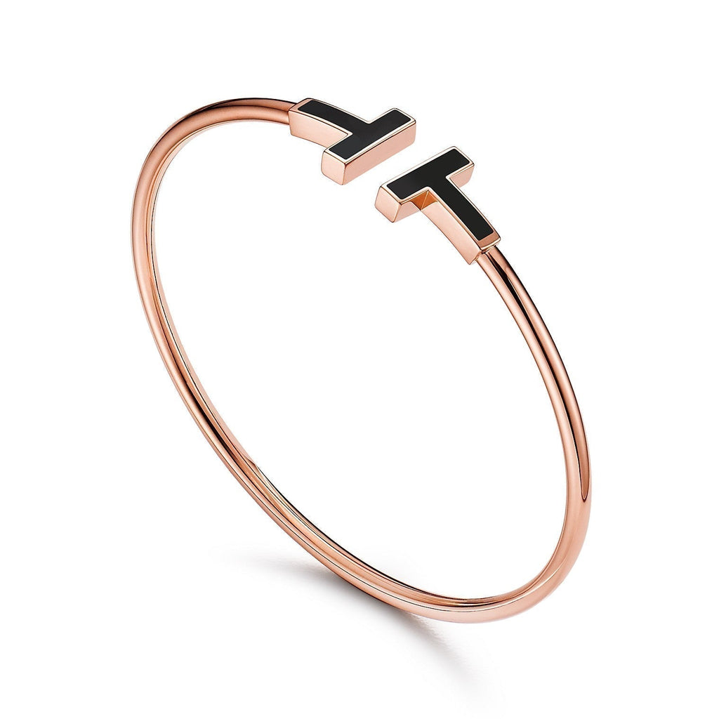 TIFFANY T BRACELET 1.8MM ONYX PINK GOLD