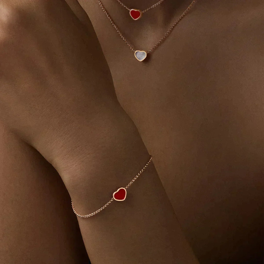 CHOPARD HAPPY HEART CARNELIAN PINK GOLD BRACELET DIAMOND