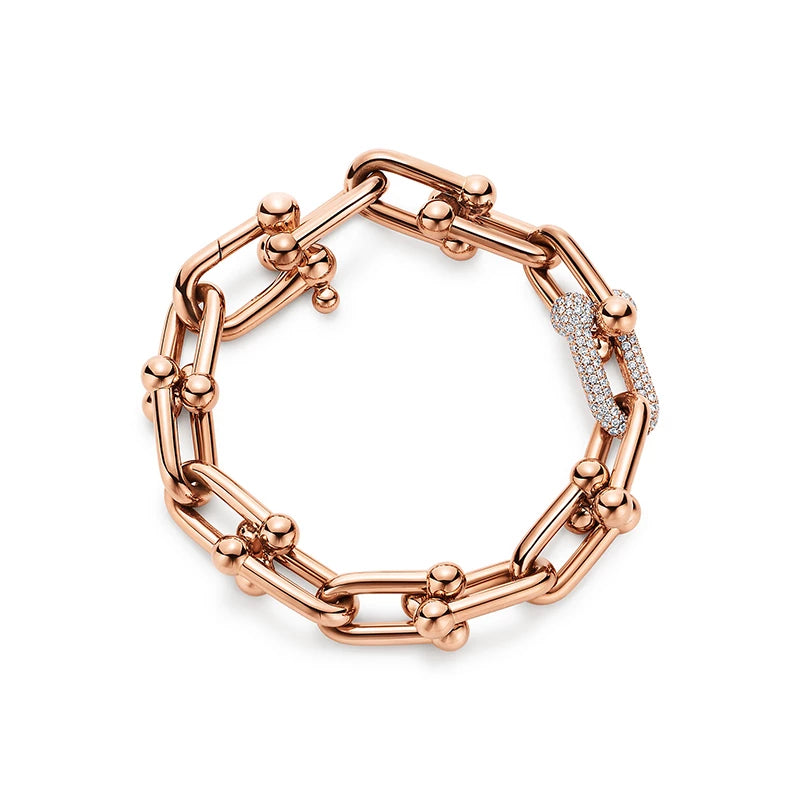 TIFFANY HARDWEAR BRACELET PINK GOLD AND SILVER DIAMOND