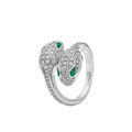 BVLGARI SERPENTI RING MALACHITE DIAMOND DOUBLE SNAKE