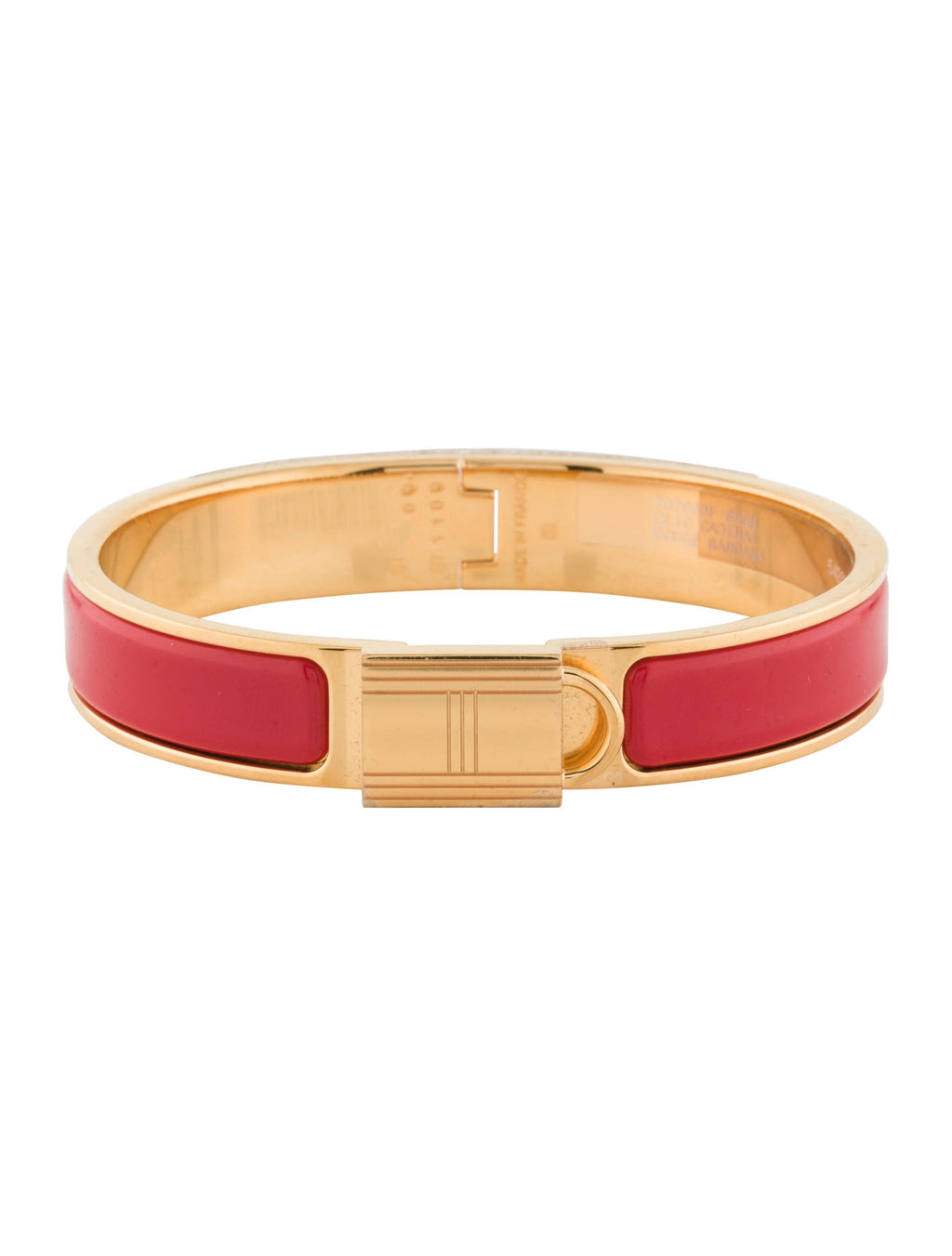 HERMES H LOCK RED GOLD BRACELET 12MM