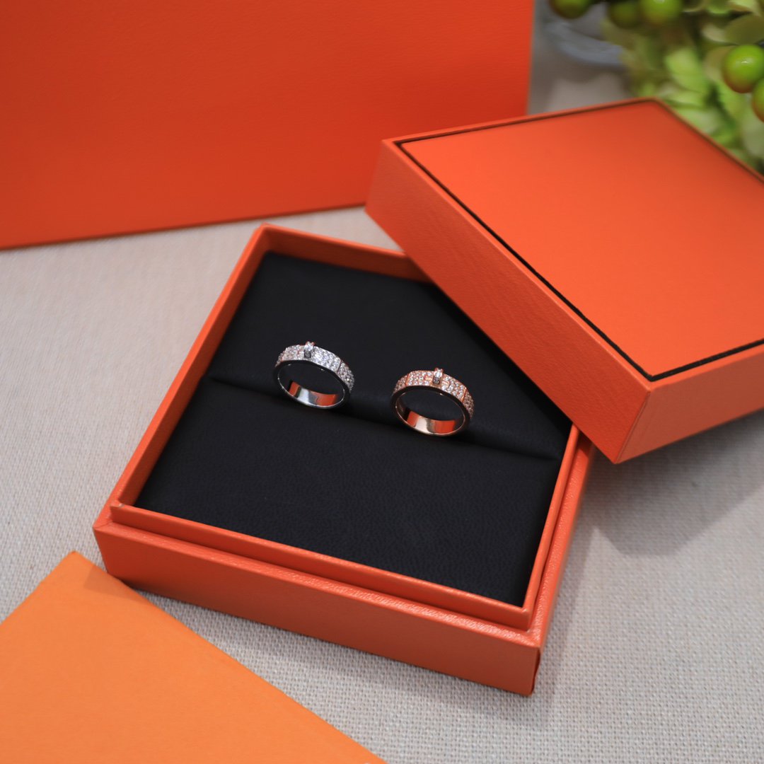 HERMES KELLY SILVER DIAMOND RING