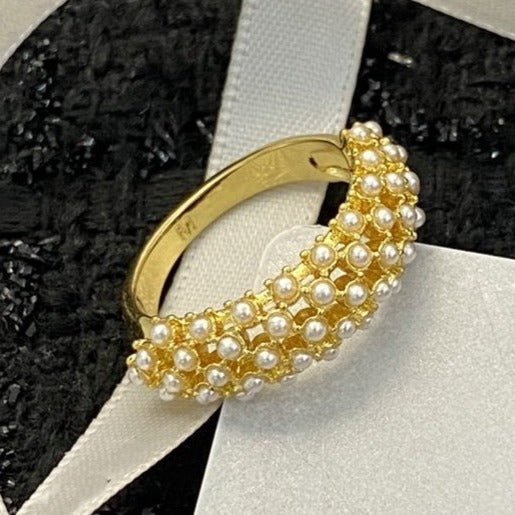 DIOR CD RING PEARL GOLD