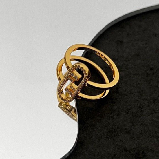 FENDI FEN O'LOCK GOLD DIAMOND RING