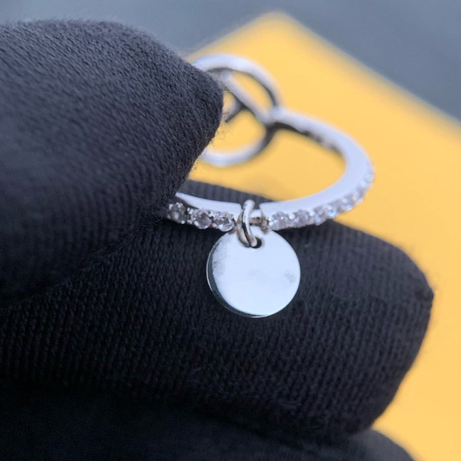 FENDI F LOGO SILVER DIAMOND RING