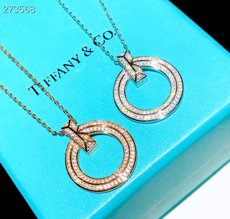 TIFFANY T1 CIRCLE DIAMOND PAVED MEDIUM NECKLACE