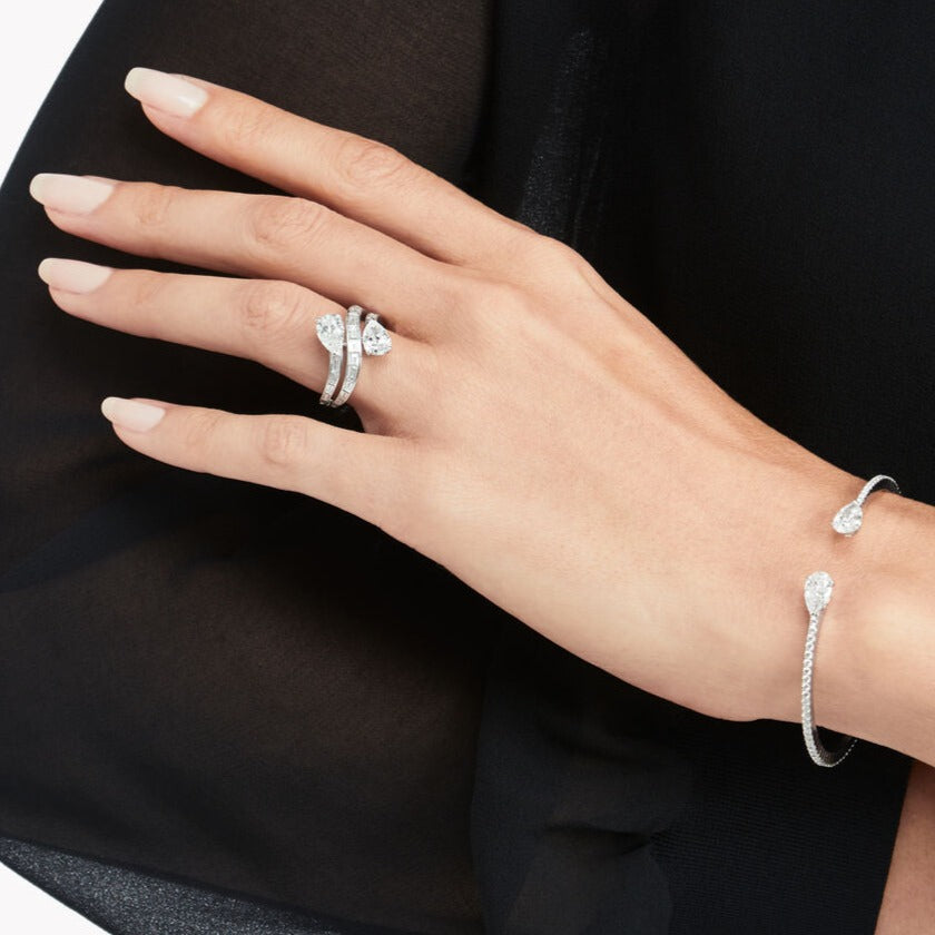 GRAFF DUET TRIPLE ROW SILVER DIAMOND RING