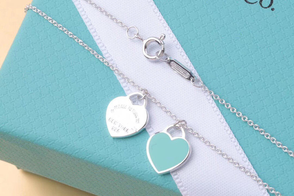 TIFFANY DOUBLE HEART TAG PENDANT SILVER MINI NECKLACE