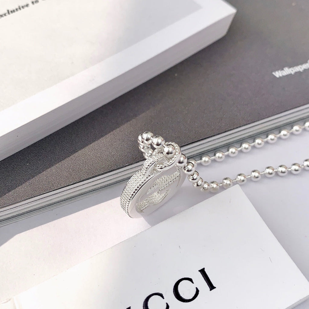 GUCCI INTERLOCKING NECKLACE G PENDANT  STERLING SILVER