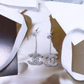 Chanel Double C Drop Silver Diamond Earrings