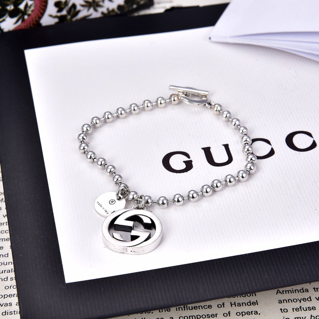 GUCCI GG BOULE PLATED SILVER CHARM BRACELET