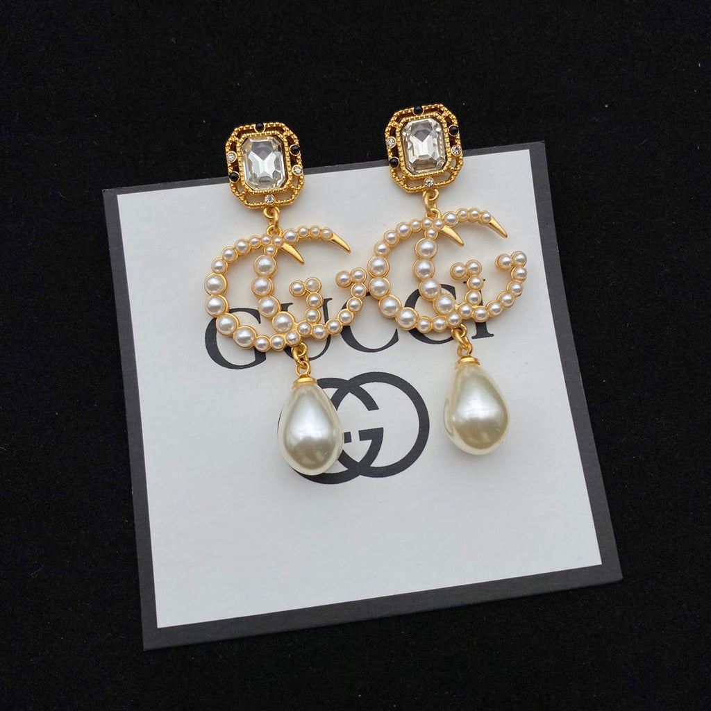 GUCCI GG PEARL DROP EARRINGS
