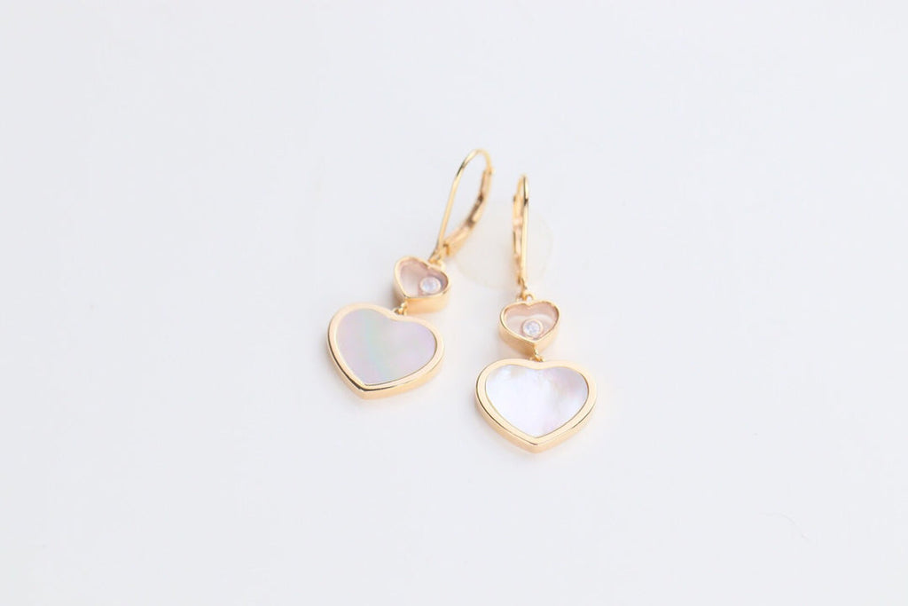 CHOPARD HAPPY HEART EARRINGS MOP PINK GOLD DIAMOND