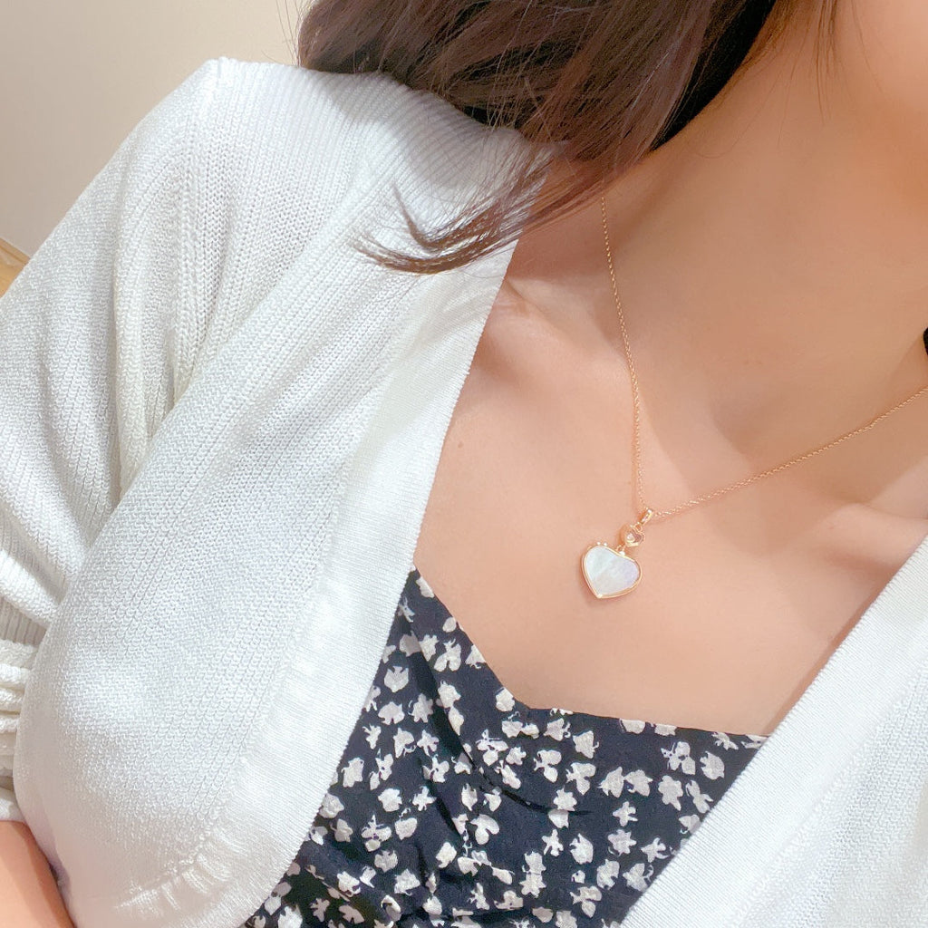 CHOPARD HAPPY HEART WHITE MOP NECKLACE PINK GOLD DIAMOND