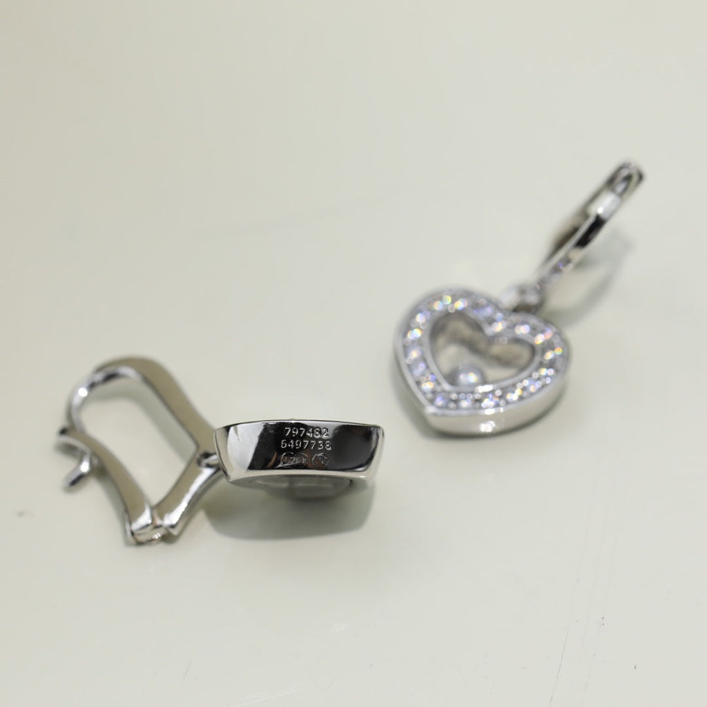 CHOPARD HAPPY HEART SILVER EARRINGS DIAMOND