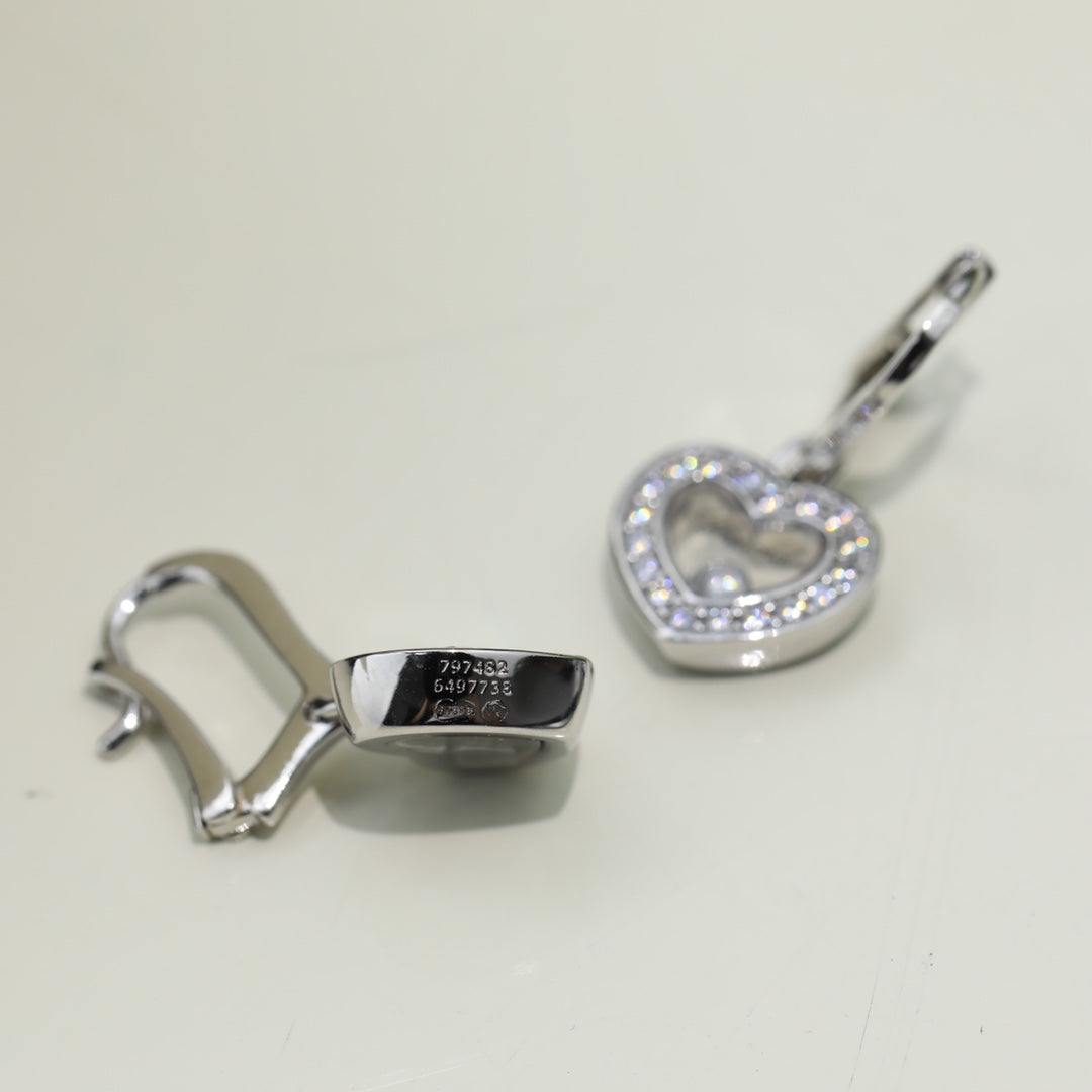 CHOPARD HAPPY HEART SILVER EARRINGS DIAMOND