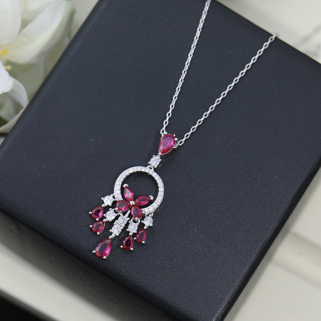 GRAFF BUTTERFLY CHANDELIER CLASSIC PINK SILVER DIAMOND NECKLACE