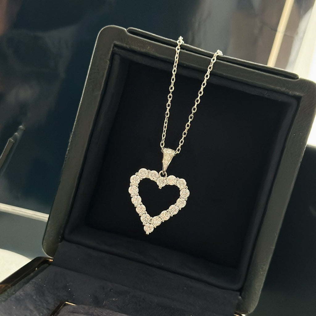 GRAFF HEART SILHOUETTE SILVER DIAMOND NECKLACE