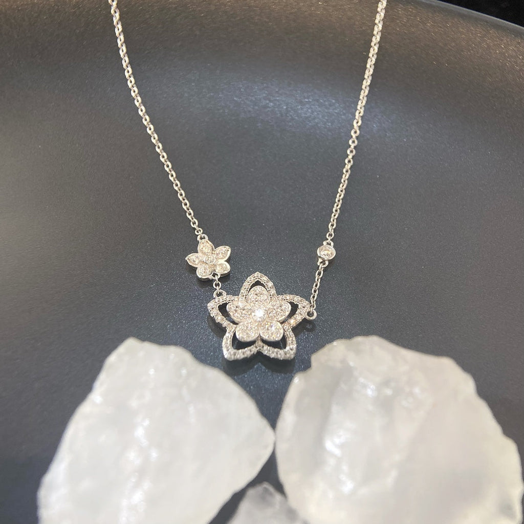 GRAFF WILD FLOWER DOUBLE SILVER DIAMOND NECKLACE