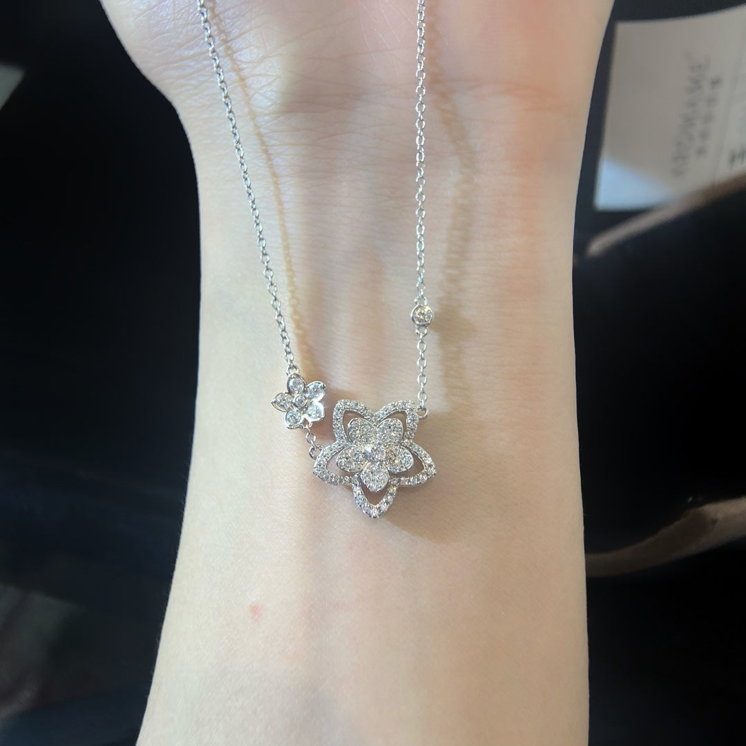 GRAFF WILD FLOWER DOUBLE SILVER DIAMOND NECKLACE