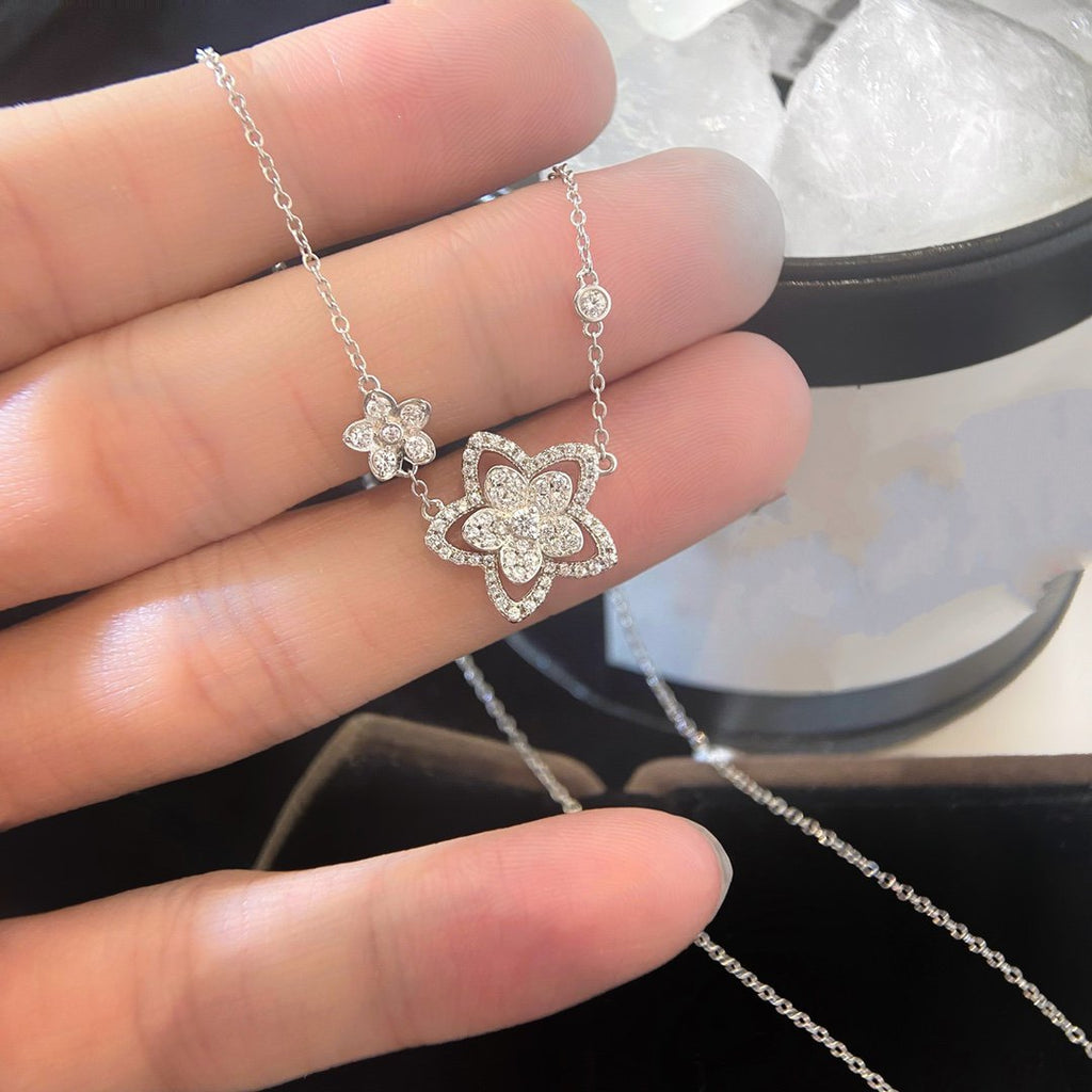 GRAFF WILD FLOWER DOUBLE SILVER DIAMOND NECKLACE