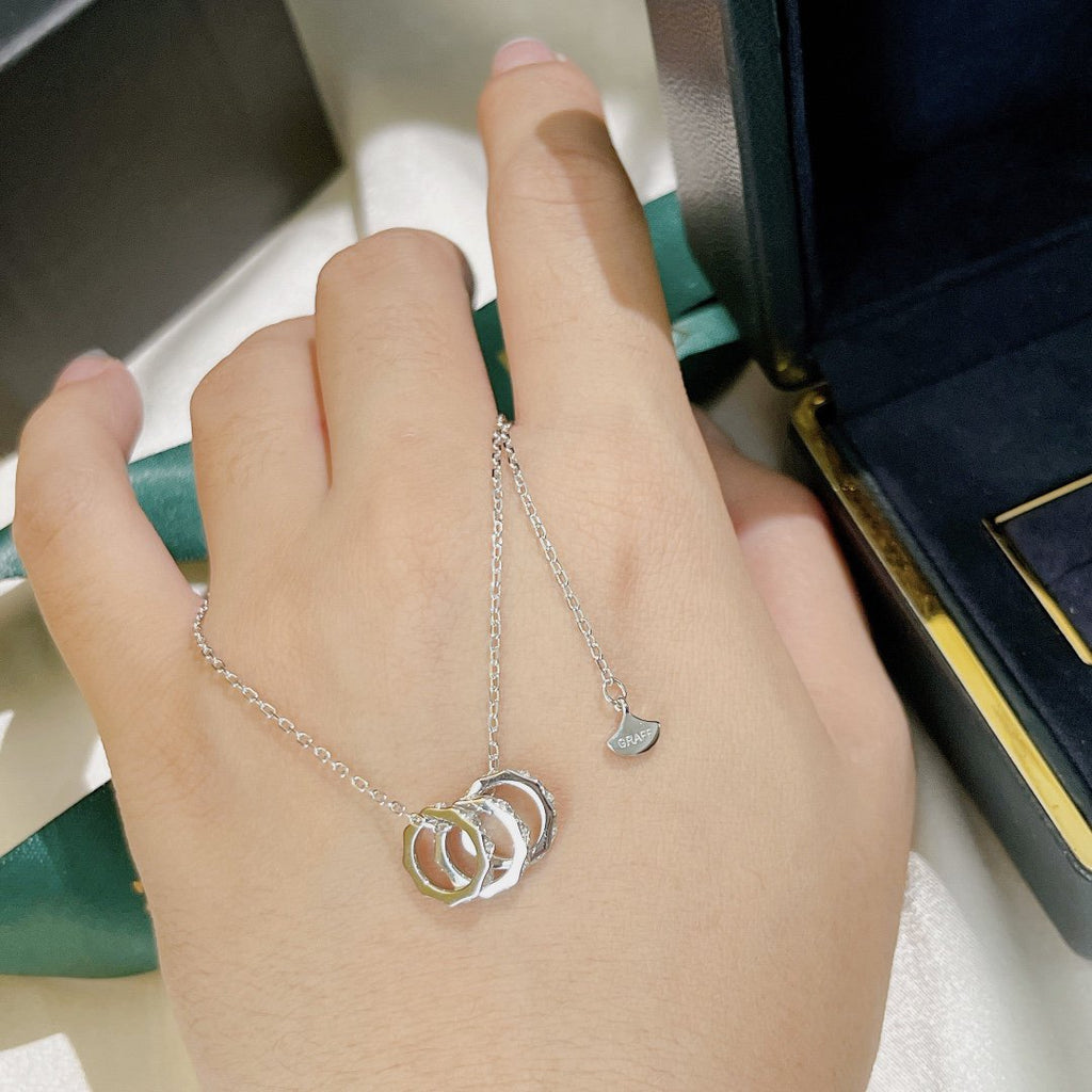 GRAFF LAURENCE SIGNATURE TRIPLE PAVED SILVER DIAMOND NECKLACE