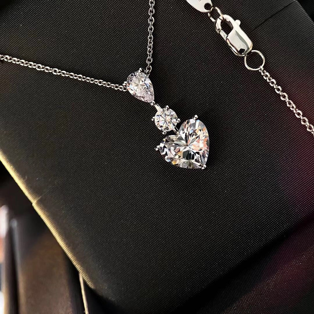 GRAFF HEART WATER SILVER DIAMOND PAVED NECKLACE