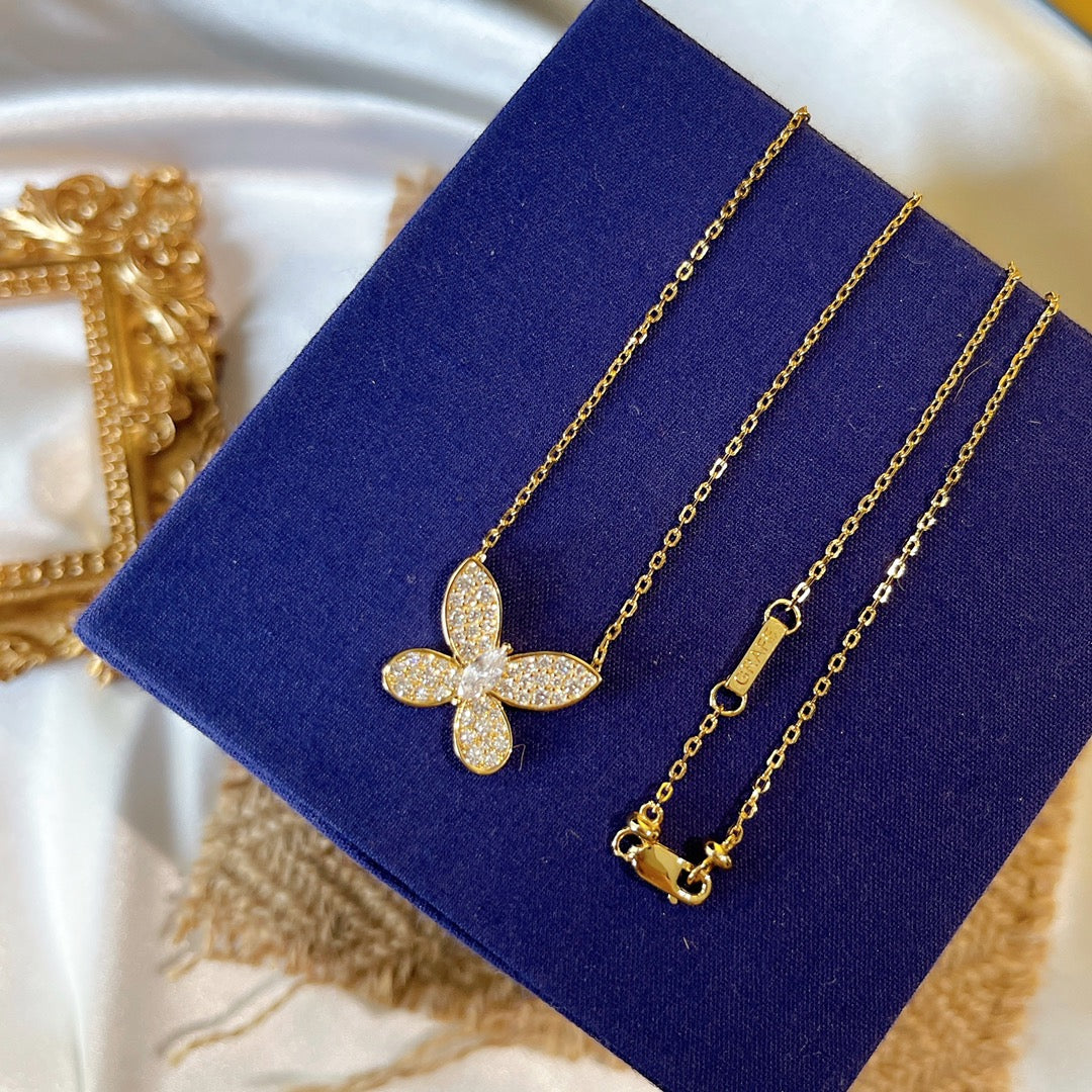 GRAFF BUTTERFLY GOLD DIAMOND PAVED NECKLACE