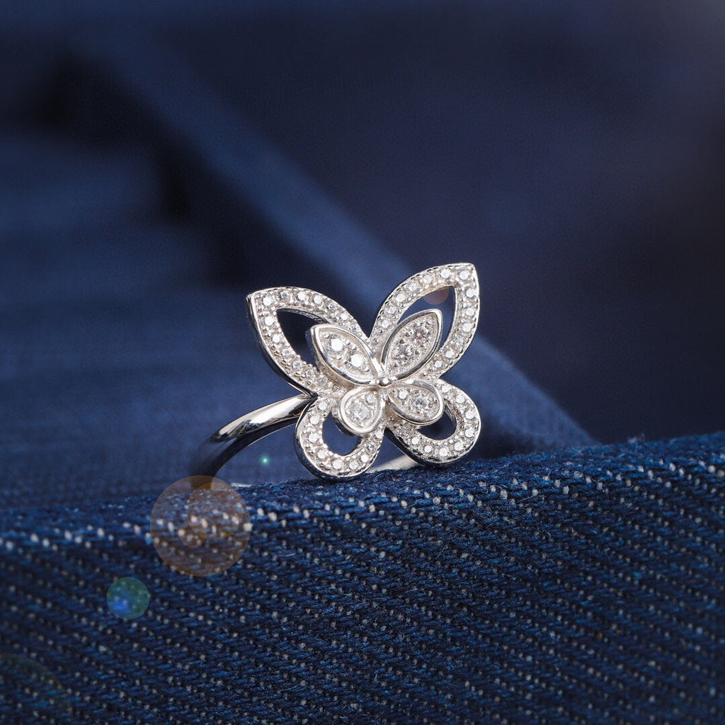 GRAFF BUTTERFLY SILHOUETTE SILVER DIAMOND RING