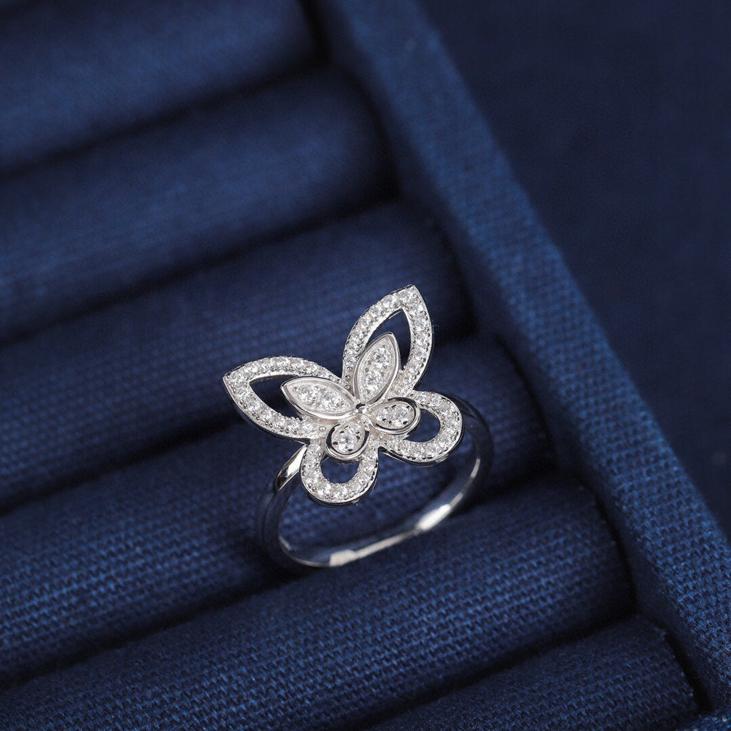 GRAFF BUTTERFLY SILHOUETTE SILVER DIAMOND RING