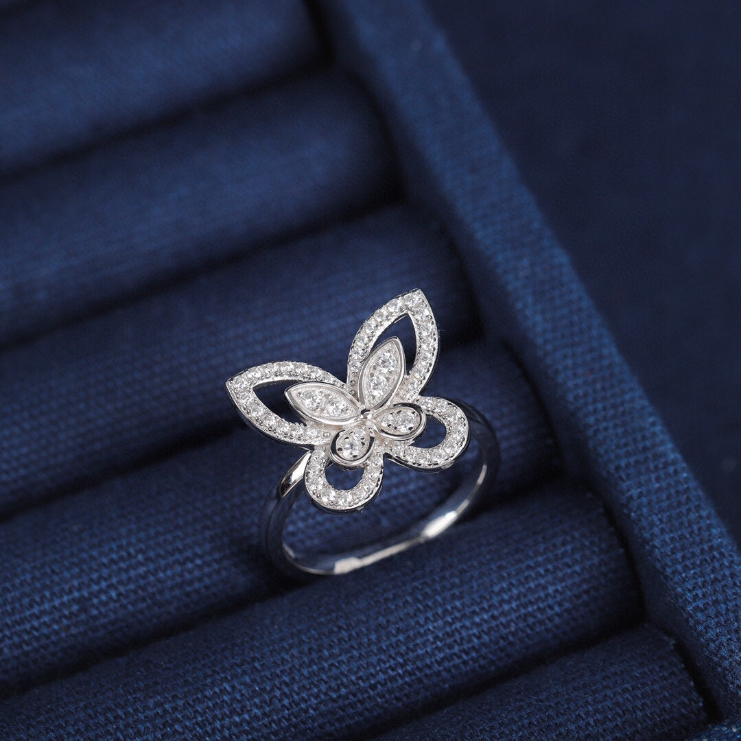 GRAFF BUTTERFLY SILHOUETTE SILVER DIAMOND RING