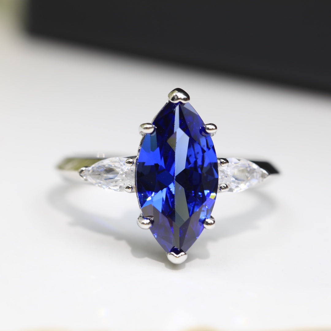 GRAFF PROMISE MARQUISE CUT BLUE DIAMOND ENGAGEMENT RING