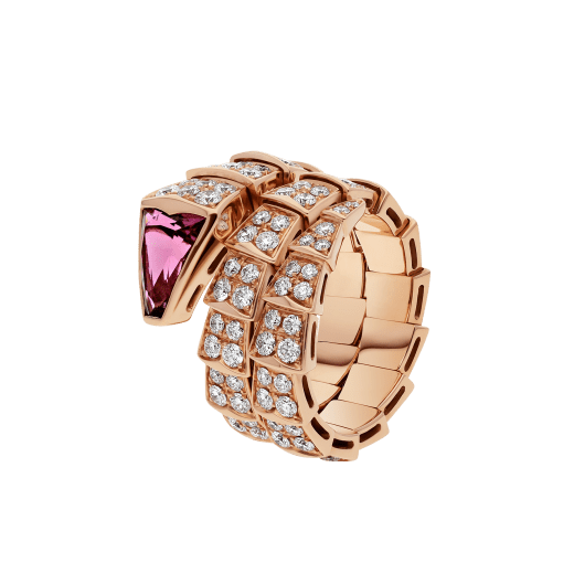 BVLGARI SERPENTI RING PINK GOLD DIAMOND PINK DOUBLE ROW