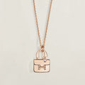HERMES AMULETTE PEDANT PINK GOLD NECKLACE
