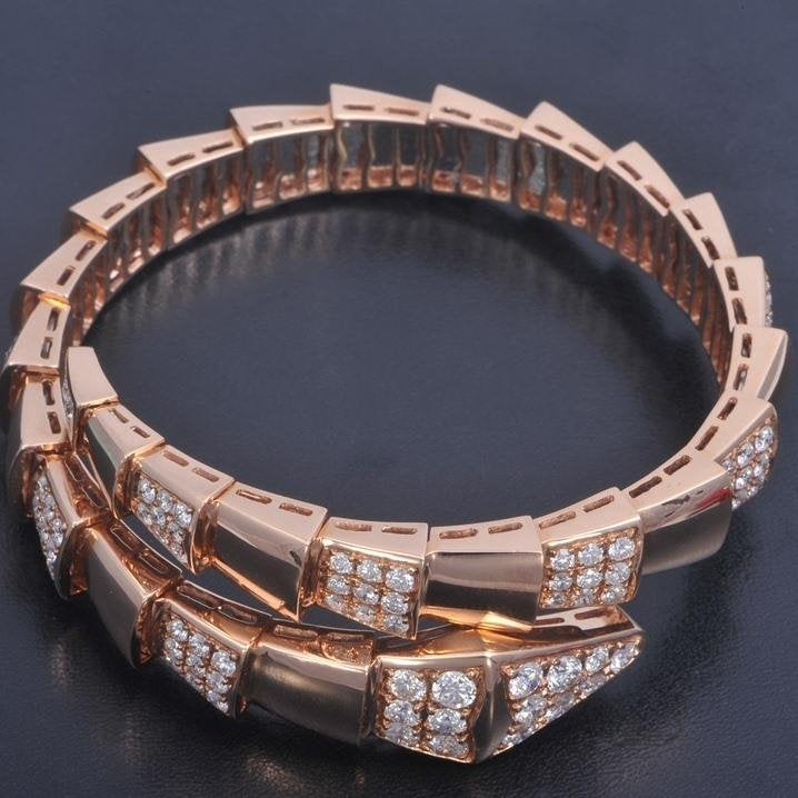 BVLGARI SERPENTI WIDE BRACELET PINK GOLD DIAMOND