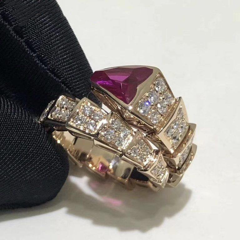 BVLGARI SERPENTI RING PINK GOLD DIAMOND PINK