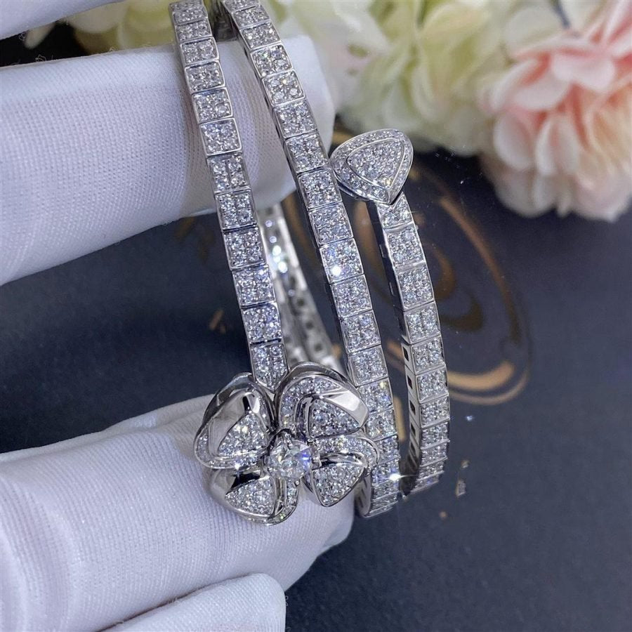 BVLGARI FIOREVER BRACELET SILVER DIAMOND DOUBLE ROW