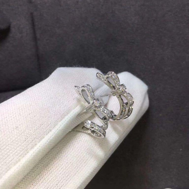 Chanel Ruban Silver Earrings Diamond