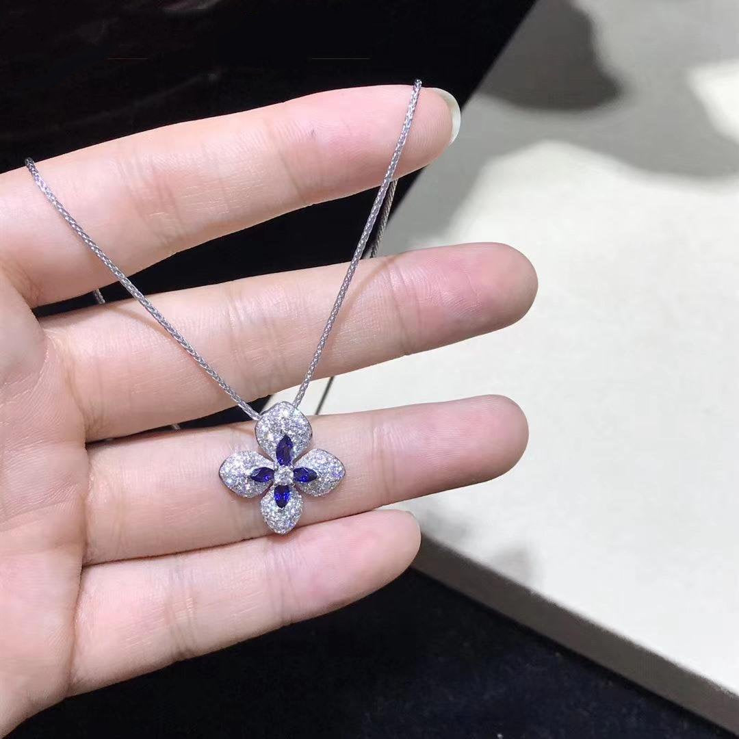 CHAUMET HORTENSIA NECKLACE AGATE DARK SILVER DIAMOND