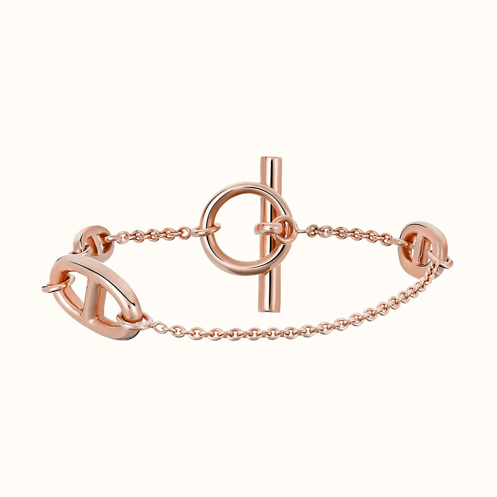 HERMES DANCRE CHAINE 3 MOTIF PINK GOLD BRACELET