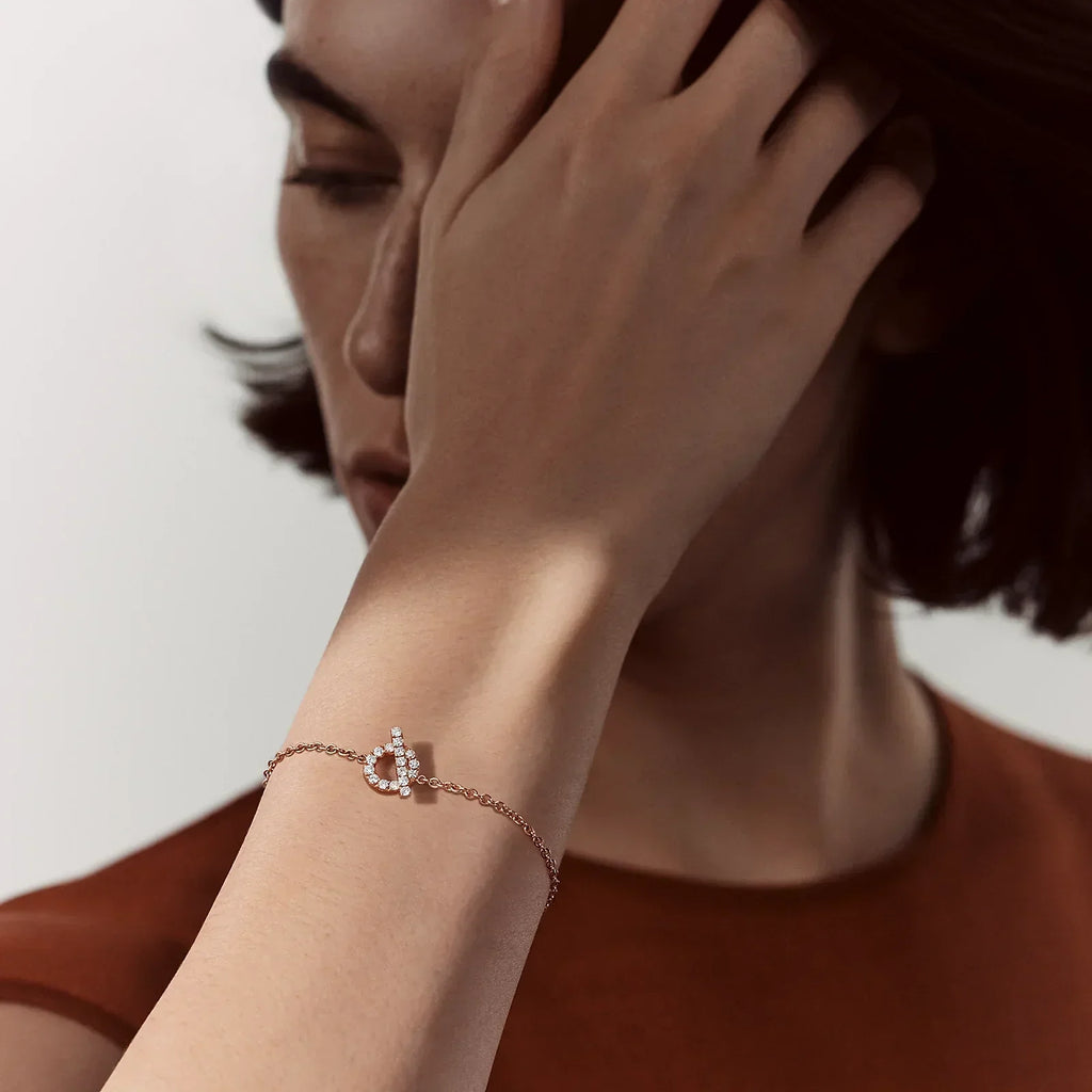 HERMES FINESSE PINK GOLD DIAMOND BRACELET