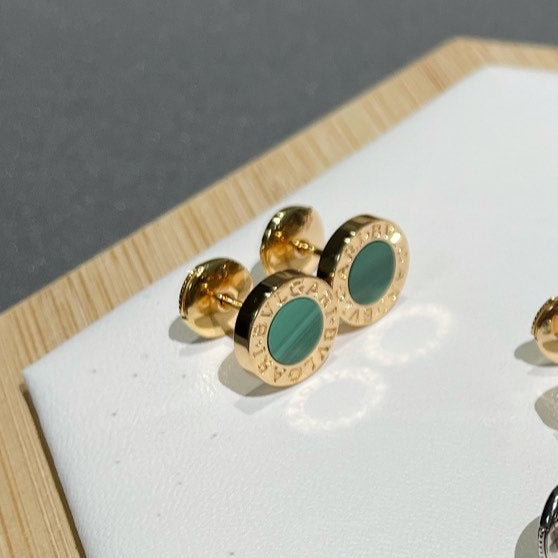BVLGARI BVL EARRINGS CLUSTER MALACHITE GOLD