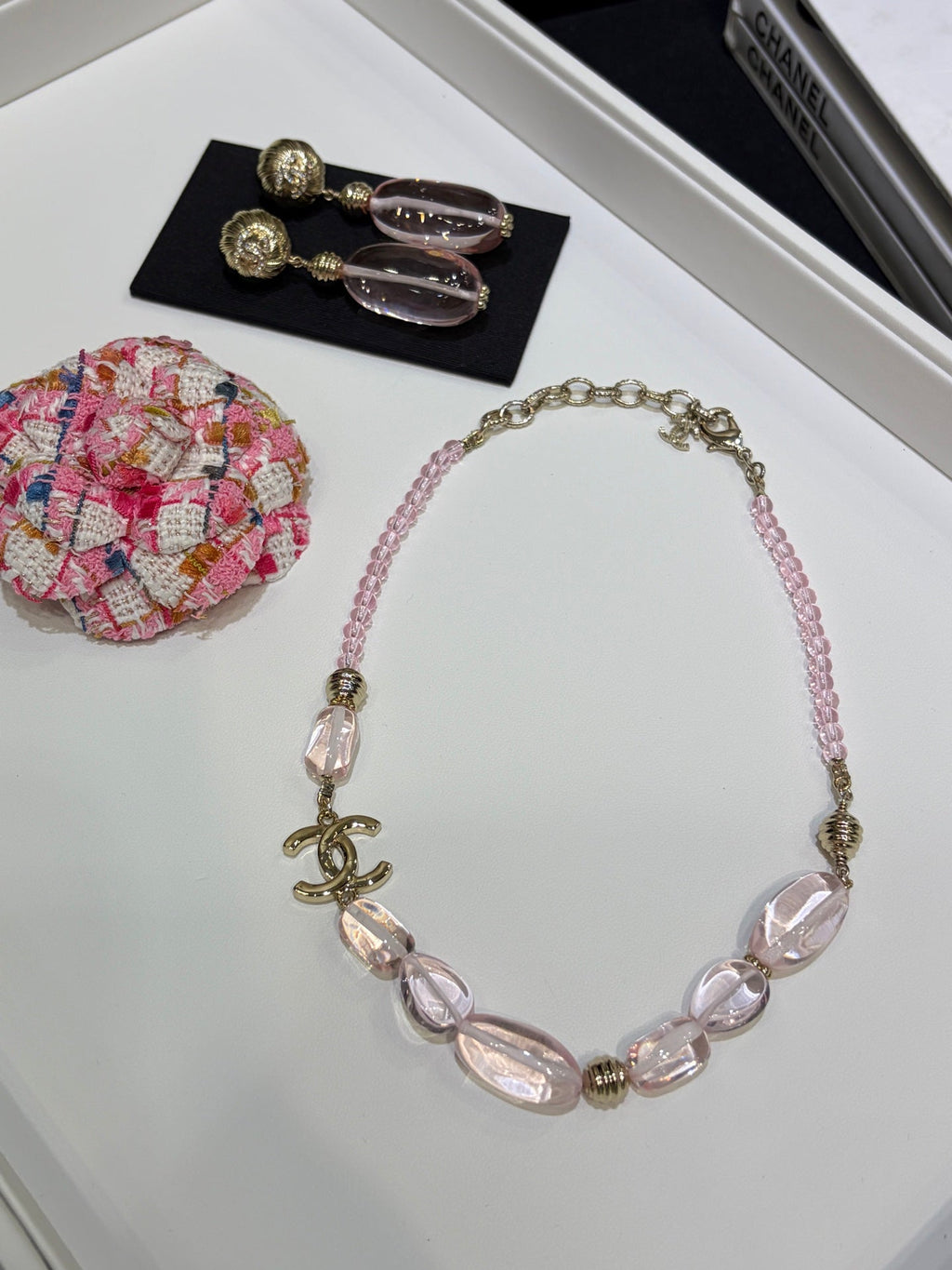 Chanel 2026 Double C Pink Acrylic Beaded Necklace